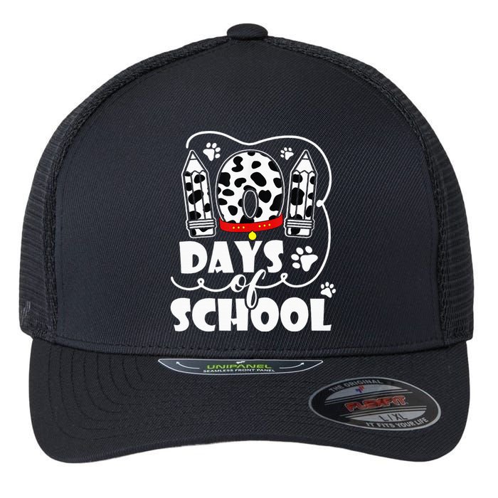 101 days of school dalmatian dog 100 days smarter teachers Flexfit Unipanel Trucker Cap