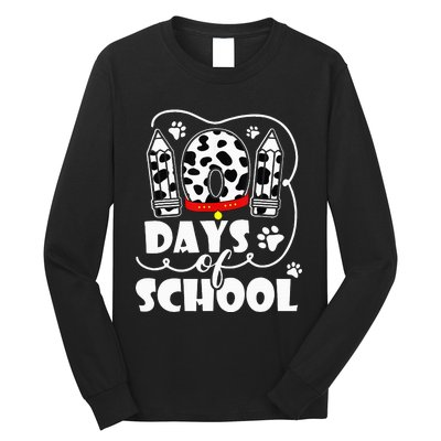 101 days of school dalmatian dog 100 days smarter teachers Long Sleeve Shirt