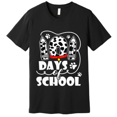 101 days of school dalmatian dog 100 days smarter teachers Premium T-Shirt
