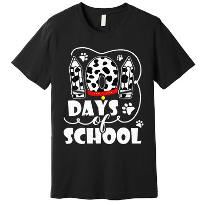 101 days of school dalmatian dog 100 days smarter teachers Premium T-Shirt