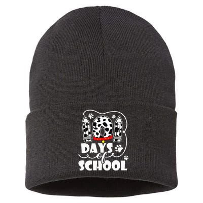 101 days of school dalmatian dog 100 days smarter teachers Sustainable Knit Beanie