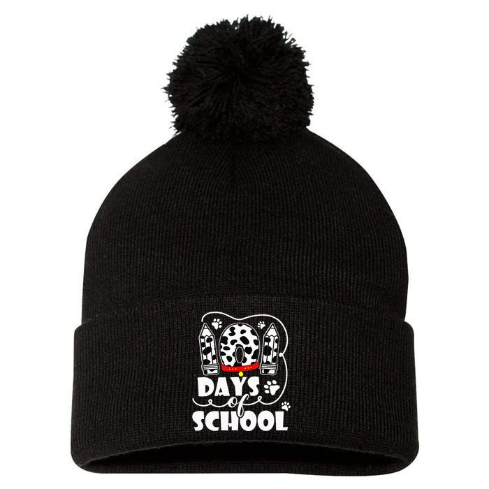 101 days of school dalmatian dog 100 days smarter teachers Pom Pom 12in Knit Beanie