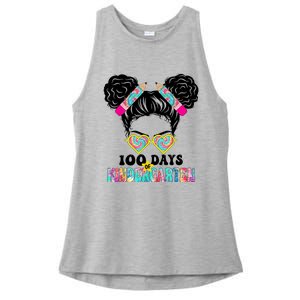 100 Days Of Kindergarten Girls Messy 100th Day Of School Ladies PosiCharge Tri-Blend Wicking Tank