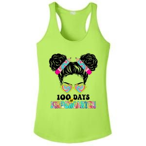 100 Days Of Kindergarten Girls Messy 100th Day Of School Ladies PosiCharge Competitor Racerback Tank