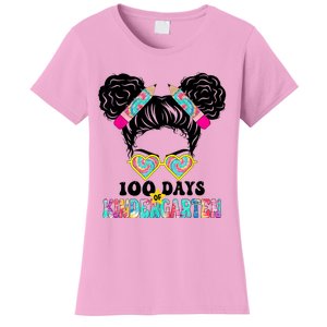 100 Days Of Kindergarten Girls Messy 100th Day Of School Women's T-Shirt