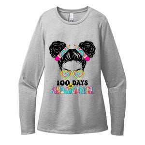 100 Days Of Kindergarten Girls Messy 100th Day Of School Womens CVC Long Sleeve Shirt