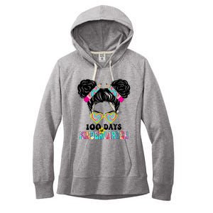 100 Days Of Kindergarten Girls Messy 100th Day Of School Women's Fleece Hoodie