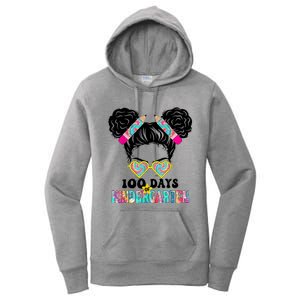 100 Days Of Kindergarten Girls Messy 100th Day Of School Women's Pullover Hoodie