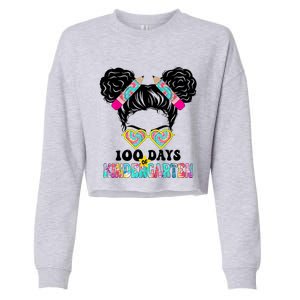 100 Days Of Kindergarten Girls Messy 100th Day Of School Cropped Pullover Crew