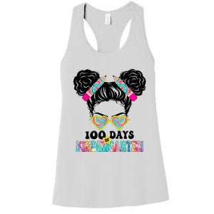 100 Days Of Kindergarten Girls Messy 100th Day Of School Women's Racerback Tank