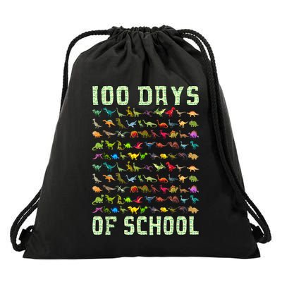 100 Days Of School Dinosaur 100 Days Smarter 100th Day Drawstring Bag