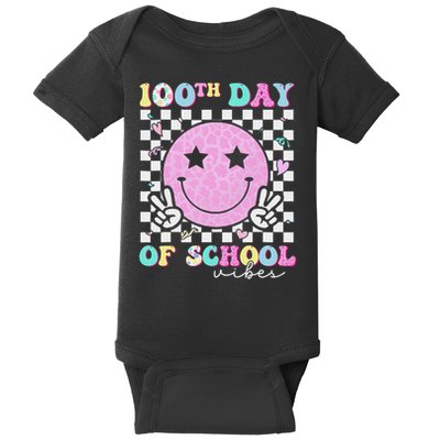 100th Day Of School Vibes Cute Groovy 100 Days Of School Baby Bodysuit
