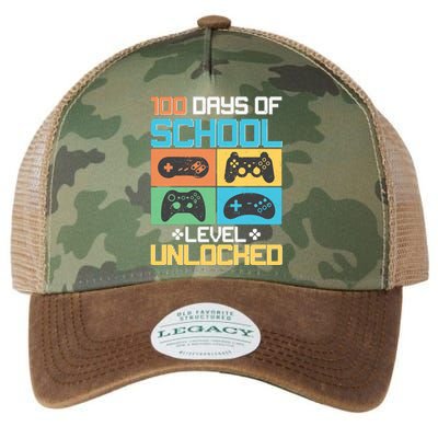 100 Days Of School Level Unlocked Video Game Fan Legacy Tie Dye Trucker Hat