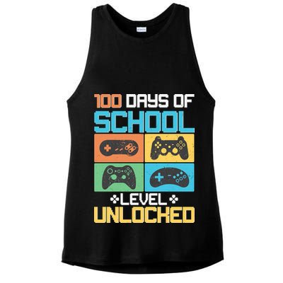 100 Days Of School Level Unlocked Video Game Fan Ladies PosiCharge Tri-Blend Wicking Tank