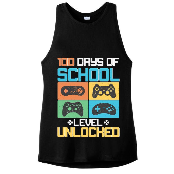 100 Days Of School Level Unlocked Video Game Fan Ladies PosiCharge Tri-Blend Wicking Tank