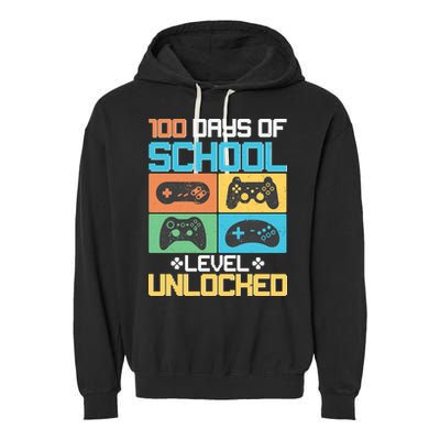 100 Days Of School Level Unlocked Video Game Fan Garment-Dyed Fleece Hoodie