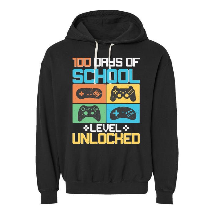 100 Days Of School Level Unlocked Video Game Fan Garment-Dyed Fleece Hoodie