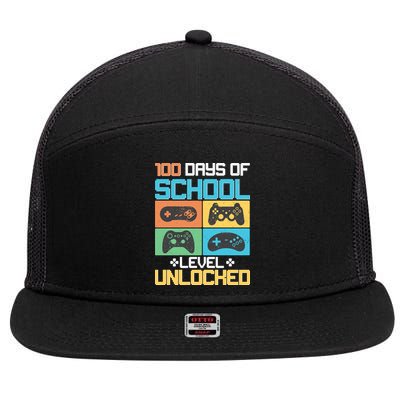100 Days Of School Level Unlocked Video Game Fan 7 Panel Mesh Trucker Snapback Hat