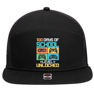 100 Days Of School Level Unlocked Video Game Fan 7 Panel Mesh Trucker Snapback Hat