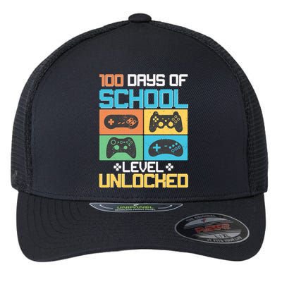 100 Days Of School Level Unlocked Video Game Fan Flexfit Unipanel Trucker Cap