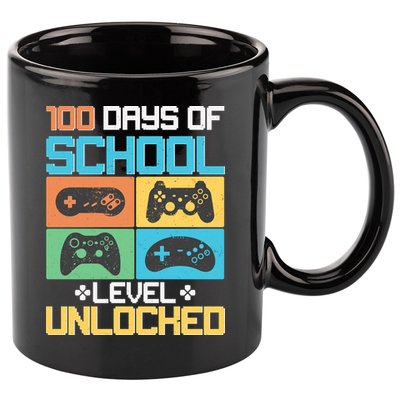 100 Days Of School Level Unlocked Video Game Fan 11oz C Handle Ceramic Mug