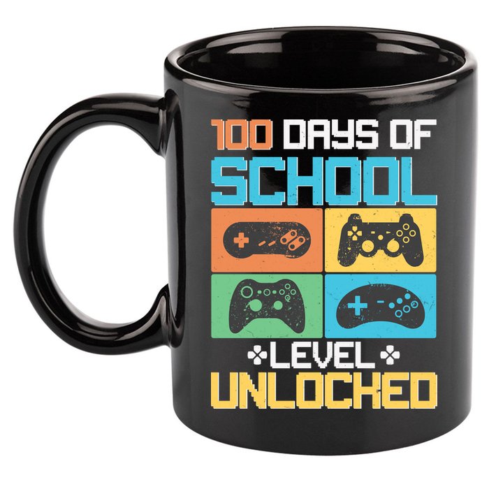 100 Days Of School Level Unlocked Video Game Fan 11oz C Handle Ceramic Mug