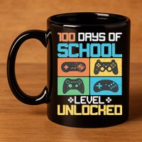 100 Days Of School Level Unlocked Video Game Fan 11oz C Handle Ceramic Mug