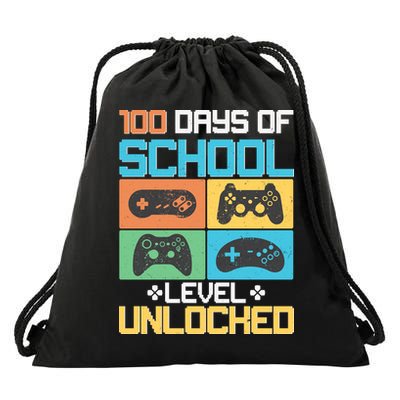 100 Days Of School Level Unlocked Video Game Fan Drawstring Bag