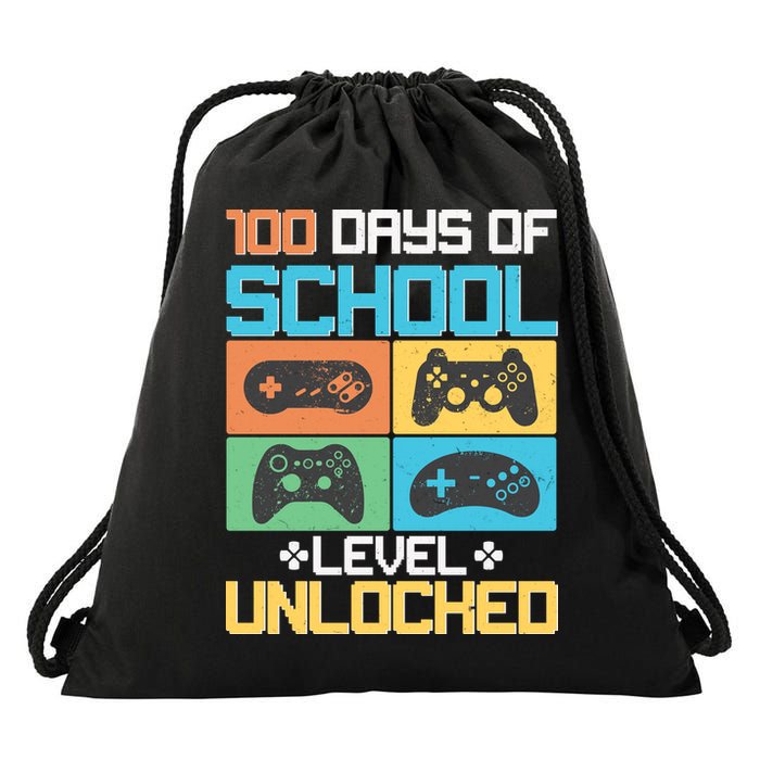100 Days Of School Level Unlocked Video Game Fan Drawstring Bag