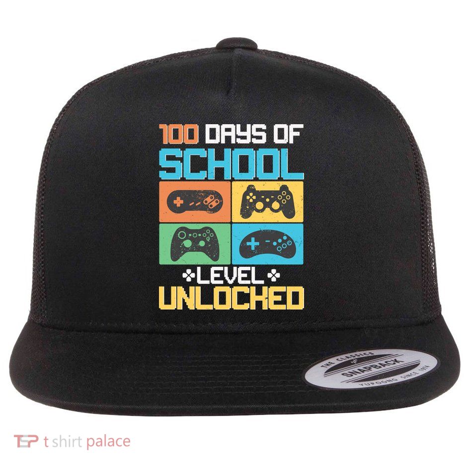 100 Days Of School Level Unlocked Video Game Fan Flatbill Hat
