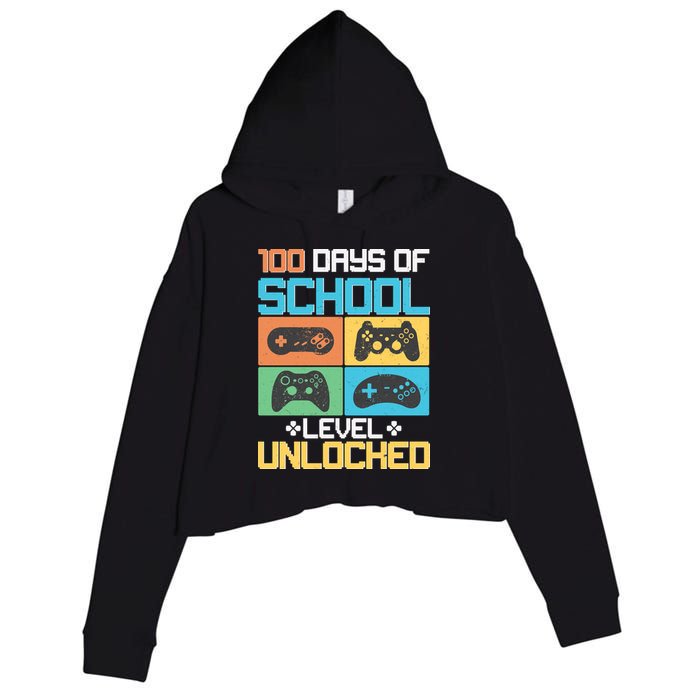 100 Days Of School Level Unlocked Video Game Fan Crop Fleece Hoodie