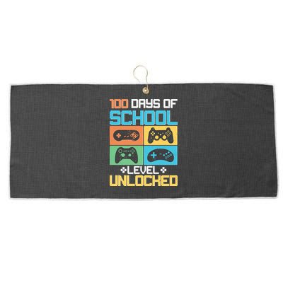 100 Days Of School Level Unlocked Video Game Fan Large Microfiber Waffle Golf Towel