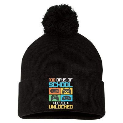 100 Days Of School Level Unlocked Video Game Fan Pom Pom 12in Knit Beanie