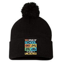 100 Days Of School Level Unlocked Video Game Fan Pom Pom 12in Knit Beanie