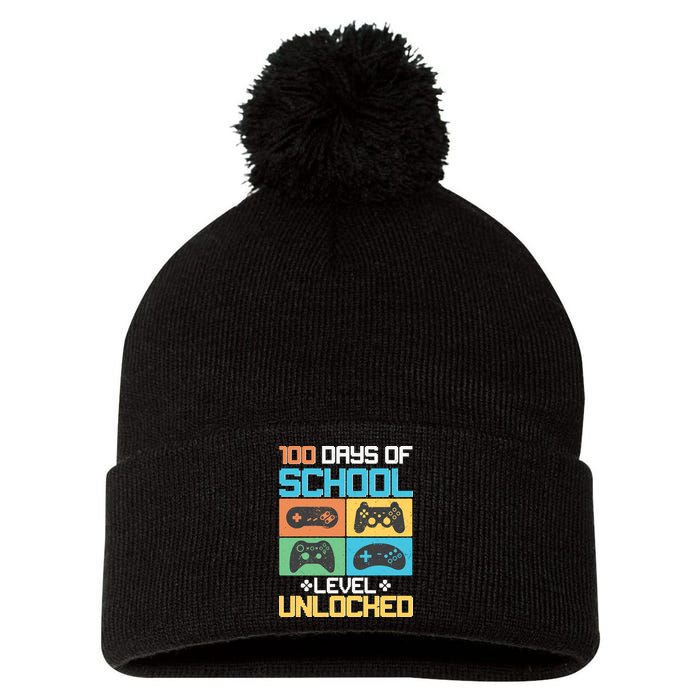 100 Days Of School Level Unlocked Video Game Fan Pom Pom 12in Knit Beanie