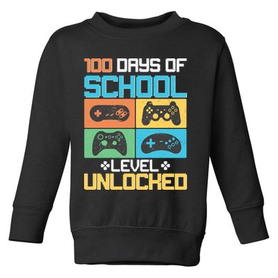 100 Days Of School Level Unlocked Video Game Fan Toddler Sweatshirt