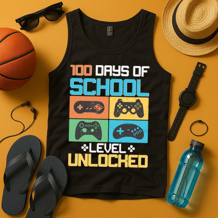 100 Days Of School Level Unlocked Video Game Fan Tank Top