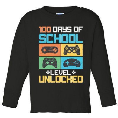 100 Days Of School Level Unlocked Video Game Fan Toddler Long Sleeve Shirt