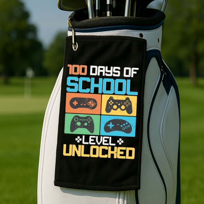 100 Days Of School Level Unlocked Video Game Fan Golf Towel