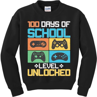 100 Days Of School Level Unlocked Video Game Fan Kids Sweatshirt