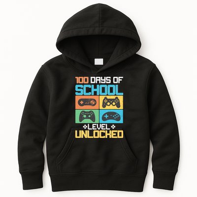 100 Days Of School Level Unlocked Video Game Fan Kids Hoodie
