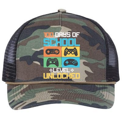 100 Days Of School Level Unlocked Video Game Fan Retro Rope Trucker Hat Cap