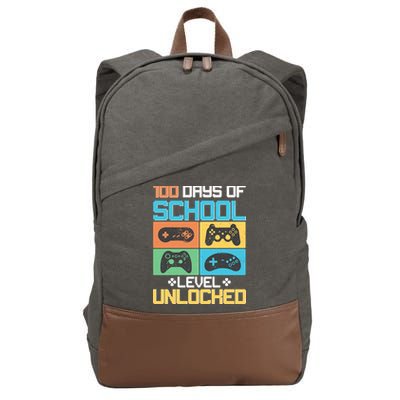 100 Days Of School Level Unlocked Video Game Fan Cotton Canvas Backpack