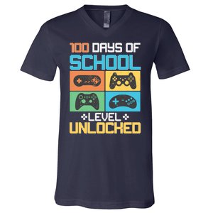 100 Days Of School Level Unlocked Video Game Fan V-Neck T-Shirt