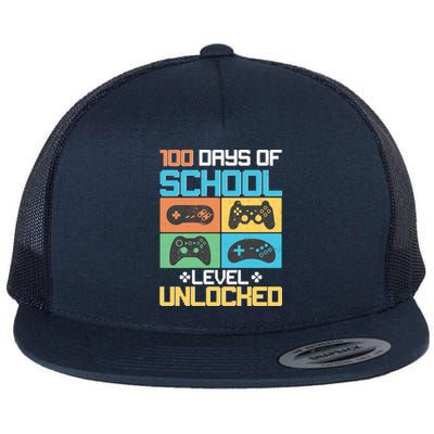 100 Days Of School Level Unlocked Video Game Fan Flat Bill Trucker Hat