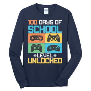 100 Days Of School Level Unlocked Video Game Fan Tall Long Sleeve T-Shirt