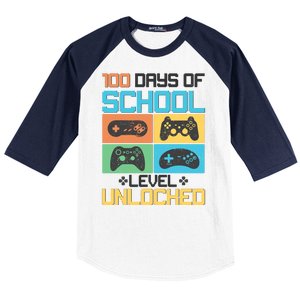 100 Days Of School Level Unlocked Video Game Fan Baseball Sleeve Shirt