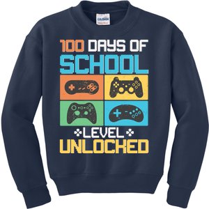 100 Days Of School Level Unlocked Video Game Fan Kids Sweatshirt