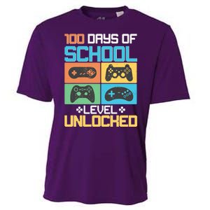 100 Days Of School Level Unlocked Video Game Fan Cooling Performance Crew T-Shirt