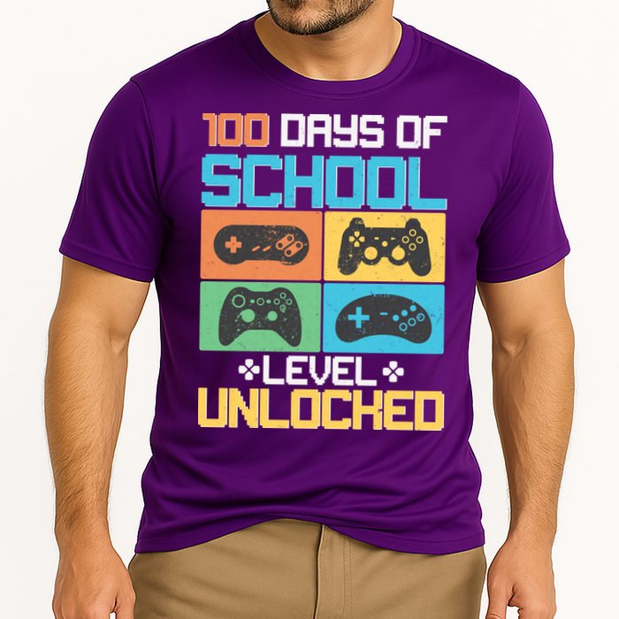 100 Days Of School Level Unlocked Video Game Fan Performance Shirt